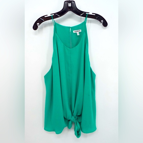 Express Front Tie Chiffon Racerback Blouse - Picture 2 of 2